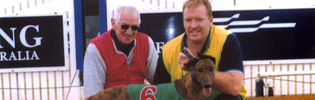 Lance Whitnall with Mentor Maurice Fitzpatrick and First Winner Wipe Off Five