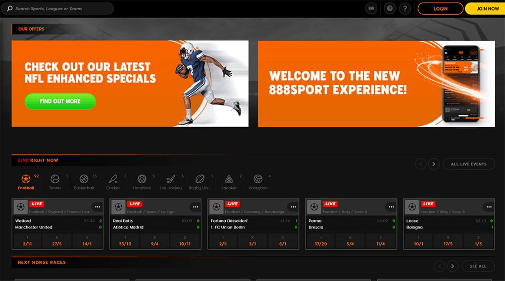888 Sport Website Screenshot
